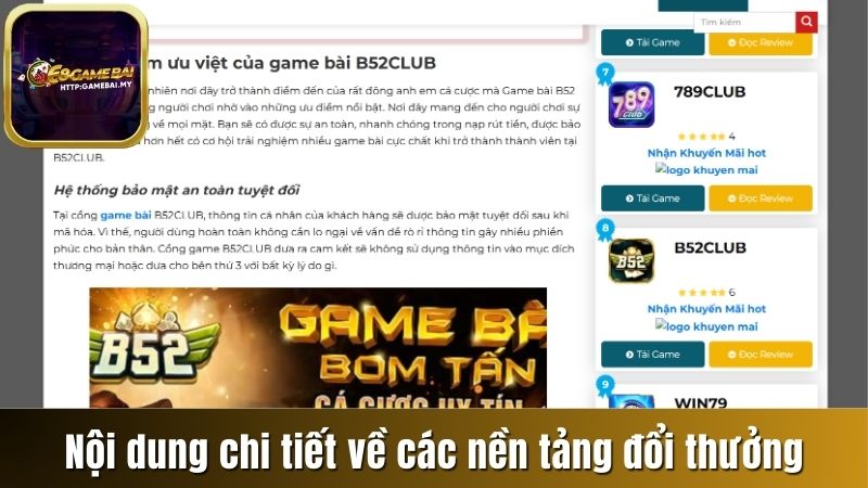 Nội dung chi tiết về các nền tảng đổi thưởng